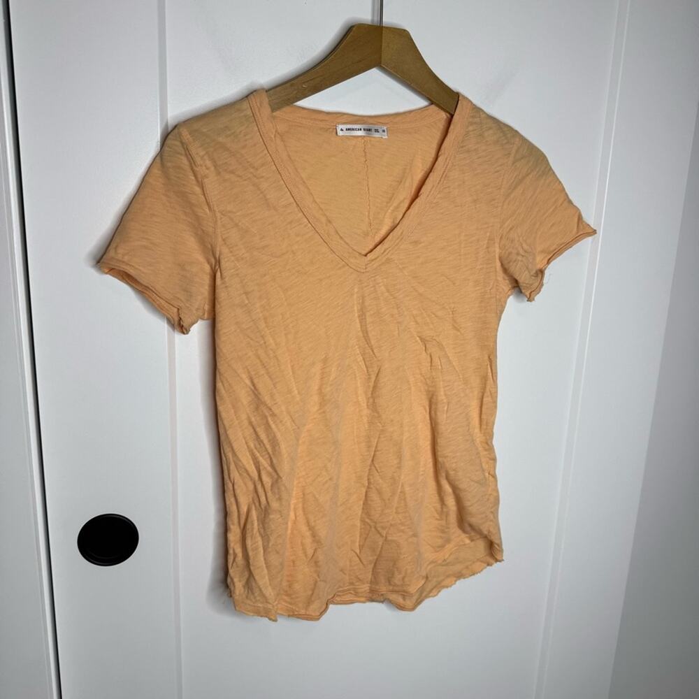 American Giant Orange 100% Supima Cotton V-neck T-shirt Size XS